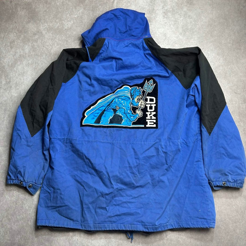 Vintage A.A. Duke Blue Devils Hooded Parka Jacket Blue Black Mens XL NCAA 90s